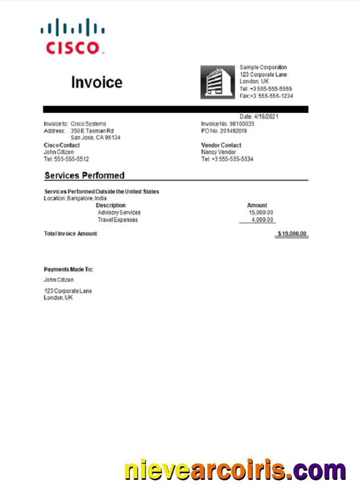 USA Cisco invoice